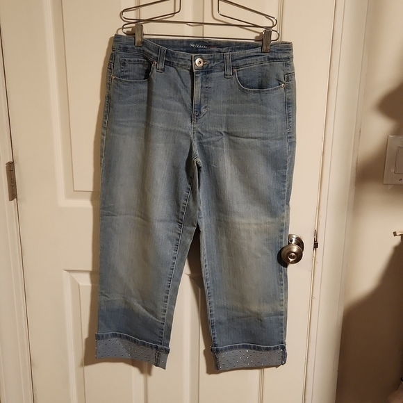 Style & Co. Denim - Style & Co High Cuffed Denim Capris With Studded Cuff